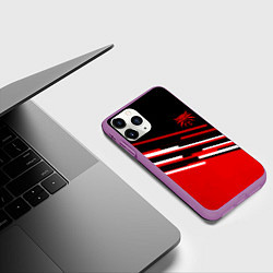 Чехол iPhone 11 Pro матовый Ведьмак полосы геометрия, цвет: 3D-фиолетовый — фото 2
