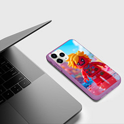 Чехол iPhone 11 Pro матовый Роблокс с желтыми волосами, цвет: 3D-фиолетовый — фото 2
