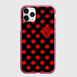 Чехол iPhone 11 Pro матовый Bullet for my valentine pattern, цвет: 3D-малиновый