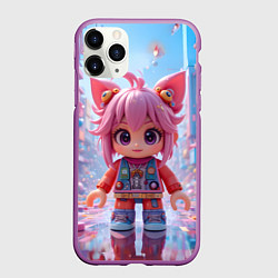 Чехол iPhone 11 Pro матовый Роблокс хорошенький человечек, цвет: 3D-фиолетовый