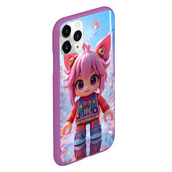 Чехол iPhone 11 Pro матовый Роблокс хорошенький человечек, цвет: 3D-фиолетовый — фото 2