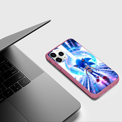 Чехол iPhone 11 Pro матовый Sonic неоновые крылья, цвет: 3D-малиновый — фото 2