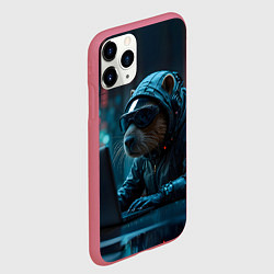 Чехол iPhone 11 Pro матовый Капибара айтишник, цвет: 3D-малиновый — фото 2