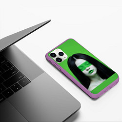 Чехол iPhone 11 Pro матовый Pop art девушка на зеленом фоне, цвет: 3D-фиолетовый — фото 2