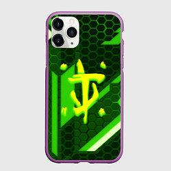 Чехол iPhone 11 Pro матовый Doom geometry green, цвет: 3D-фиолетовый
