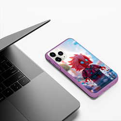 Чехол iPhone 11 Pro матовый Robloх с розовыми волосами, цвет: 3D-фиолетовый — фото 2