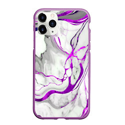 Чехол iPhone 11 Pro матовый Фиолетово-белый мрамор, цвет: 3D-фиолетовый