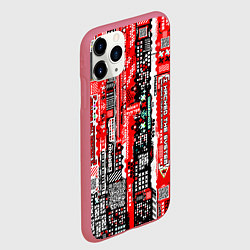 Чехол iPhone 11 Pro матовый Киберпанк паттерн красный, цвет: 3D-малиновый — фото 2