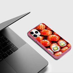 Чехол iPhone 11 Pro матовый Филадельфия с красной икрой, цвет: 3D-малиновый — фото 2