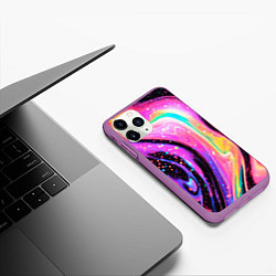 Чехол iPhone 11 Pro матовый Жидкая энергия космоса - нейросеть, цвет: 3D-фиолетовый — фото 2