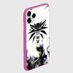 Чехол iPhone 11 Pro матовый Ведьмак глитч огонь, цвет: 3D-фиолетовый — фото 2