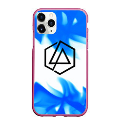 Чехол iPhone 11 Pro матовый Linkin park blue flame, цвет: 3D-малиновый