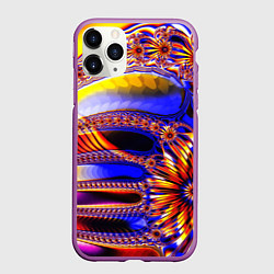 Чехол iPhone 11 Pro матовый Психоделика стекло, цвет: 3D-фиолетовый