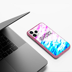 Чехол iPhone 11 Pro матовый Linkin park rock краски, цвет: 3D-малиновый — фото 2