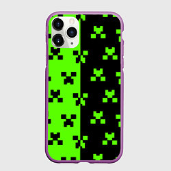 Чехол iPhone 11 Pro матовый Майкрафт стиль текстура, цвет: 3D-фиолетовый