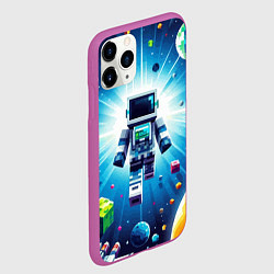 Чехол iPhone 11 Pro матовый Minecraft - an astronaut in outer space, цвет: 3D-фиолетовый — фото 2