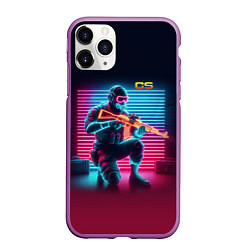 Чехол iPhone 11 Pro матовый Counter Strike - neon glow fantasy, цвет: 3D-фиолетовый