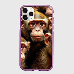 Чехол iPhone 11 Pro матовый Макаки, цвет: 3D-фиолетовый
