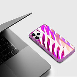 Чехол iPhone 11 Pro матовый Бело-розовая абстракция, цвет: 3D-фиолетовый — фото 2