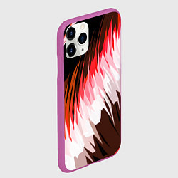 Чехол iPhone 11 Pro матовый Красно-белая абстракция на чёрном фоне, цвет: 3D-фиолетовый — фото 2