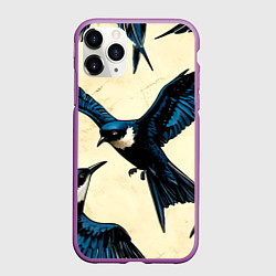 Чехол iPhone 11 Pro матовый Ласточки, цвет: 3D-фиолетовый