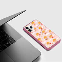 Чехол iPhone 11 Pro матовый Паттерн с милыми купидонами, цвет: 3D-малиновый — фото 2