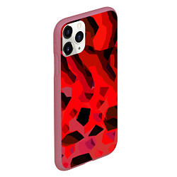 Чехол iPhone 11 Pro матовый Чёрно-красная пористая абстракция, цвет: 3D-малиновый — фото 2