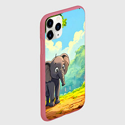 Чехол iPhone 11 Pro матовый Слоненок в лесу, цвет: 3D-малиновый — фото 2
