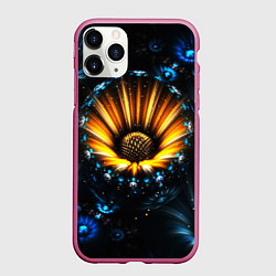Чехол iPhone 11 Pro матовый Фрактальный цветок, цвет: 3D-малиновый