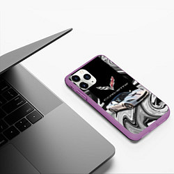 Чехол iPhone 11 Pro матовый Chevrolet Corvette - motorsport racing team, цвет: 3D-фиолетовый — фото 2