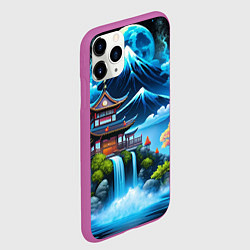 Чехол iPhone 11 Pro матовый Водопад и горы Японии, цвет: 3D-фиолетовый — фото 2