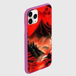 Чехол iPhone 11 Pro матовый Япония природа в красном цвете, цвет: 3D-фиолетовый — фото 2