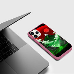 Чехол iPhone 11 Pro матовый Япония красно-зеленая природа, цвет: 3D-малиновый — фото 2