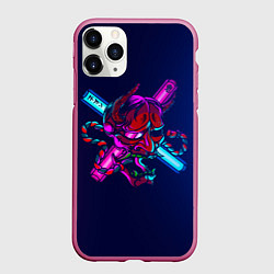 Чехол iPhone 11 Pro матовый Демон они неоновый, цвет: 3D-малиновый