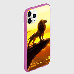 Чехол iPhone 11 Pro матовый Лев на закате на горе, цвет: 3D-фиолетовый — фото 2