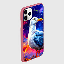 Чехол iPhone 11 Pro матовый Чайка и космос, цвет: 3D-малиновый — фото 2