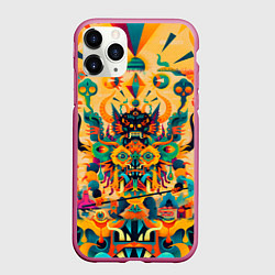 Чехол iPhone 11 Pro матовый Китайский монстр, цвет: 3D-малиновый