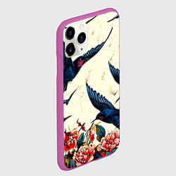Чехол iPhone 11 Pro матовый Стая ласточек, цвет: 3D-фиолетовый — фото 2