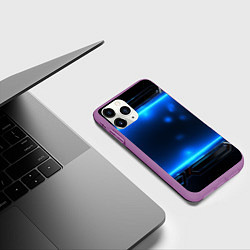 Чехол iPhone 11 Pro матовый Синяя неоновая атмосфера, цвет: 3D-фиолетовый — фото 2