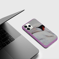 Чехол iPhone 11 Pro матовый Белый лебедь спит, цвет: 3D-фиолетовый — фото 2