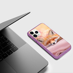 Чехол iPhone 11 Pro матовый Милая лисичка и сирень, цвет: 3D-фиолетовый — фото 2