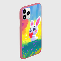 Чехол iPhone 11 Pro матовый Зайчик с сердечком, цвет: 3D-малиновый — фото 2