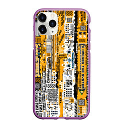 Чехол iPhone 11 Pro матовый Cyberpunk pattern yellow, цвет: 3D-фиолетовый