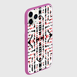 Чехол iPhone 11 Pro матовый Чёрно-красные диагональные полосы на белом фоне, цвет: 3D-фиолетовый — фото 2