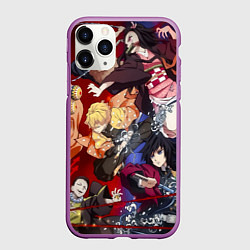 Чехол iPhone 11 Pro матовый Клинок, рассекающий демонов аниме, цвет: 3D-фиолетовый