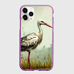 Чехол iPhone 11 Pro матовый Аист, цвет: 3D-фиолетовый