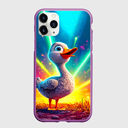 Чехол iPhone 11 Pro матовый Веселая уточка, цвет: 3D-фиолетовый