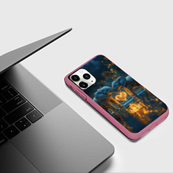 Чехол iPhone 11 Pro матовый Влюбленные слоны, цвет: 3D-малиновый — фото 2