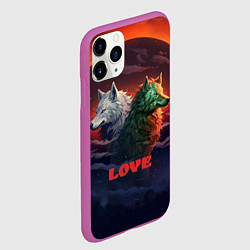 Чехол iPhone 11 Pro матовый Любовь - волк и волчица, цвет: 3D-фиолетовый — фото 2