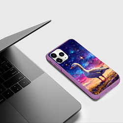 Чехол iPhone 11 Pro матовый Гусь и космос, цвет: 3D-фиолетовый — фото 2